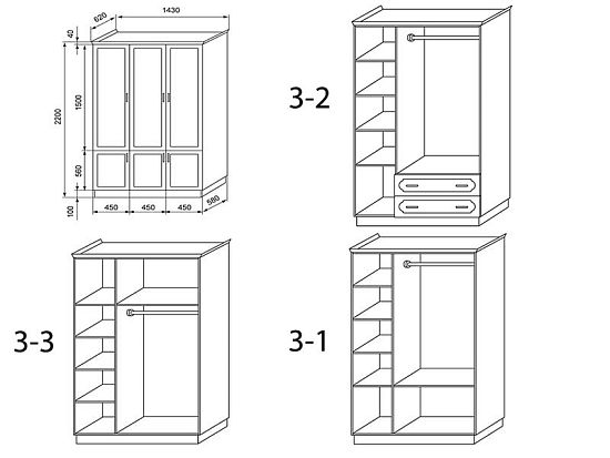 Шкаф №3 (бук/лдсп), 3 створки 3 (фото)